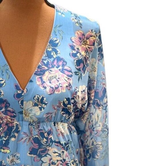 Steve Madden Blue Sol Floral Hi-Low Long Sleeve Maxi Dress โ Size Small โ NWT - Picture 3 of 10